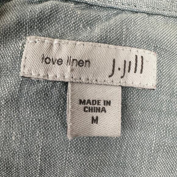 J. Jill Love Linen Dress Sleeveless Pockets Button Detail Aqua Medium Coastal - Picture 9 of 12
